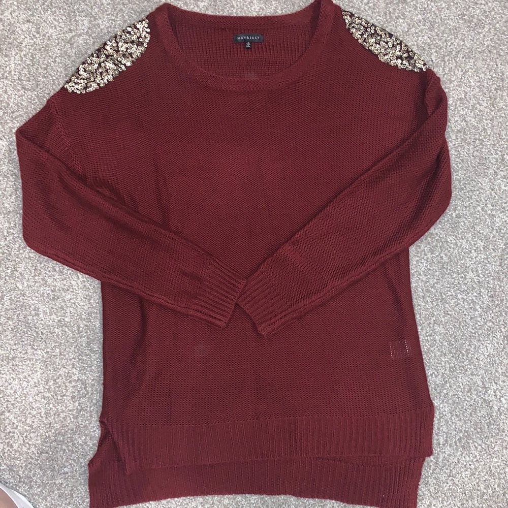 May & July knit sequin shoulder sweater medium